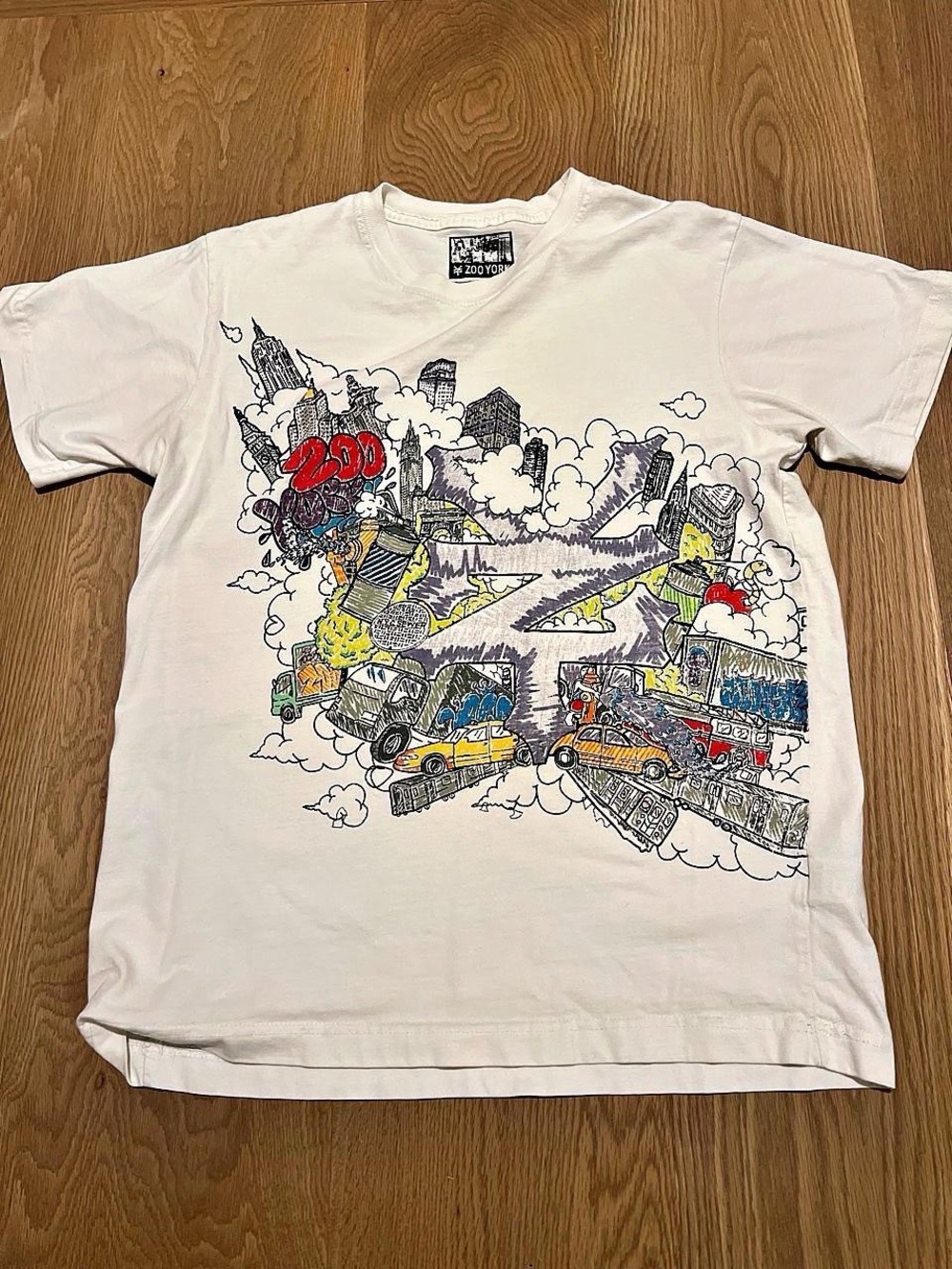 Zoo York White Short-Sleeve Tee with Multicolor Cityscape Graphic